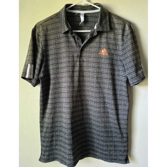 adidas Other - Adidas Men's S Short Sleeve Striped Polo Shirt Brown/Gray 3 Stripe Right Sleeve